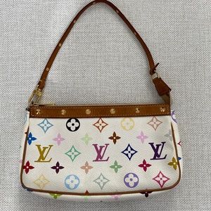LOUIS VUITTON Monogram Multicolor Pochette in White